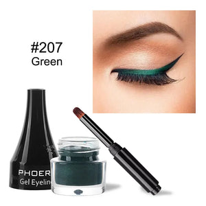 10-Color Waterproof Gel Eyeliner Set with Brush - Long-Lasting Eye Makeup Kit