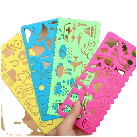 4 Pcs Cartoon Speed Drawing Template Ruler Set - Student Stationery School Supplies Wholesale