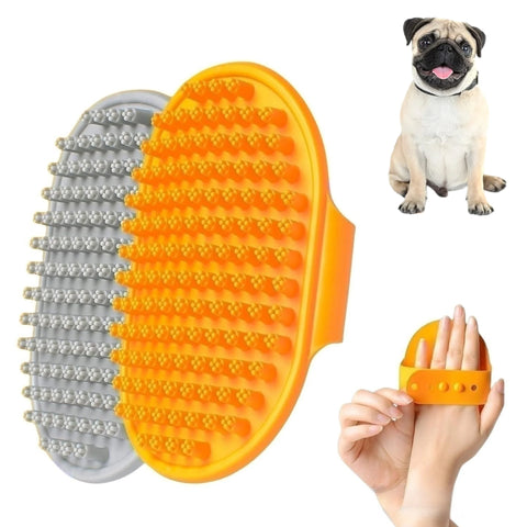 Adjustable Dog Grooming & Massage Brush with Rubber Shedding Bristles for Pets
