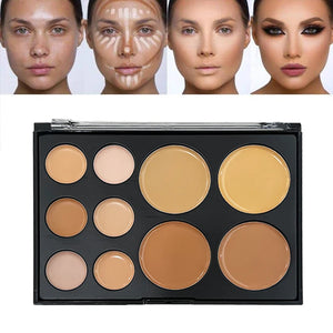 10-Color Matte Concealer Palette: Full Coverage for Dark Circles, Tattoos & Contouring