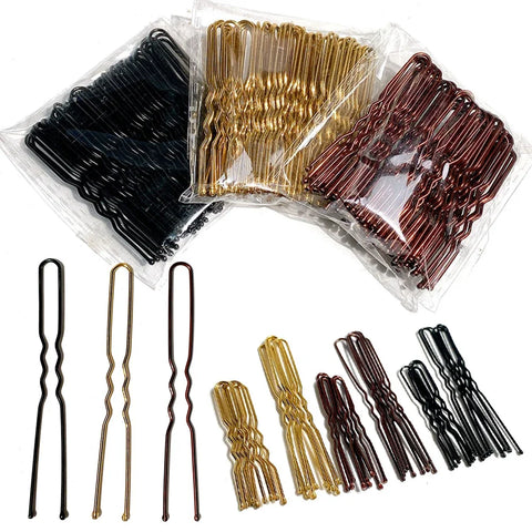 50pcs Black U-Shaped Bobby Pins 5/6/7cm Hair Grip Clips for Women Bridal Salon Bun Styling