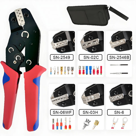 Crimping Tool for Dupont JST Molex Terminals, Insulated Ferrules, Butt, Solar & Coax Connectors SN-58B 2549 2546B