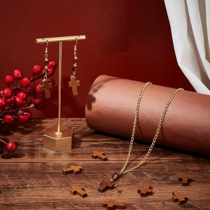 100pcs Wooden Cross Pendants Small Charms for Jewelry Making, DIY Crafts, Necklace, Party Favors