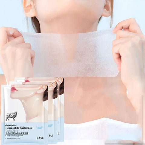 5-Pack Anti-Aging Neck Masks with Goat Milk, Peptides & Collagen - Hydrating Skincare Treatment