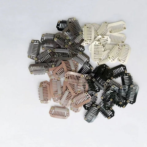 50 Pcs 2.8cm 8-Teeth Metal Snap Clips for Hair Extensions & Wigs - Black Hair Accessories