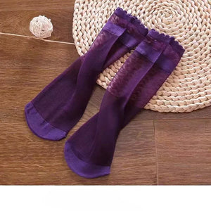 10 Pairs Women's Ultrathin Transparent Silk Ankle Socks - Summer Crystal Nylon, Black & White