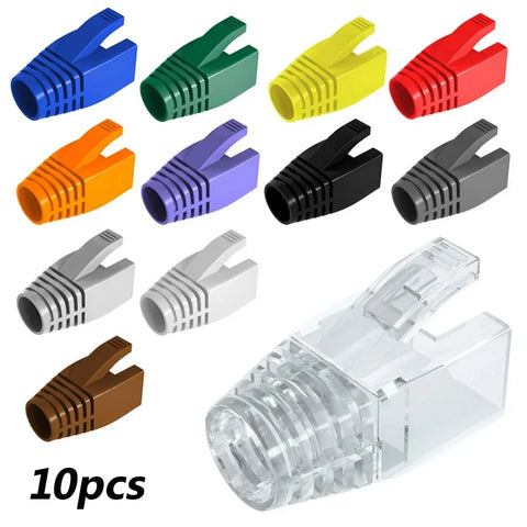 10pcs Colorful RJ45 Ethernet Cable Connector Caps Cat6a Cat7 Protective TPU Boots Sleeve