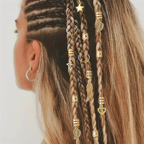 45pcs Alloy Hair Rings for Braids & Dreadlocks - Hippie Style Hair Accessories for Women