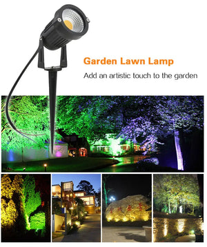 10-Pack LED Garden Lawn Lights Waterproof AC/DC Outdoor Spike Path Spotlights IP65 - 220V/110V/12-24V, 7W/5W