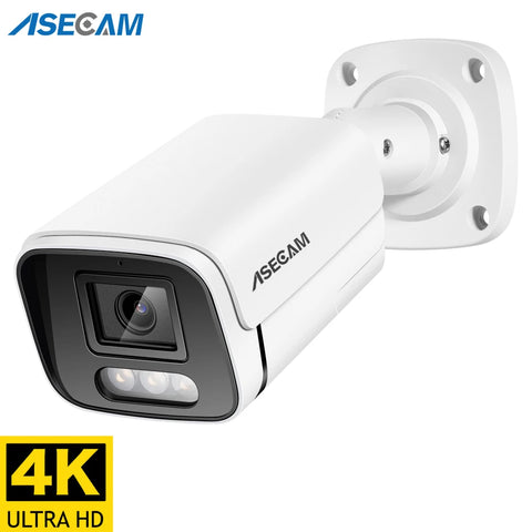 4K 8MP IP Camera with Audio, Outdoor PoE, H.265, Onvif, Metal Bullet CCTV, 4MP Color Night Vision Security Camera