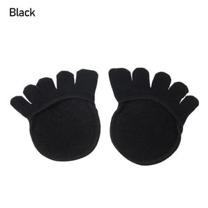 1 Pair Five-Finger Half Cotton Sweat-Absorbent Socks with Silicone Toe Pads for High Heels