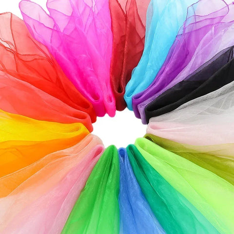12-Pack Chiffon Square Scarves for Dance - 45/60/70cm, Candy Colors, Performance Accessories