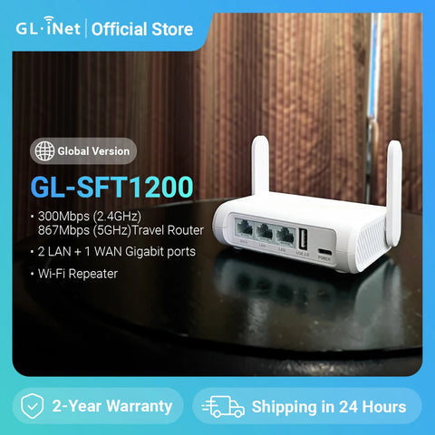 Dual-Band Wireless Travel Router | Gigabit | Pocket-Sized Repeater | IPv6, Tor, OpenWRT Support | Gl.inet Opal (GL-SFT1200)