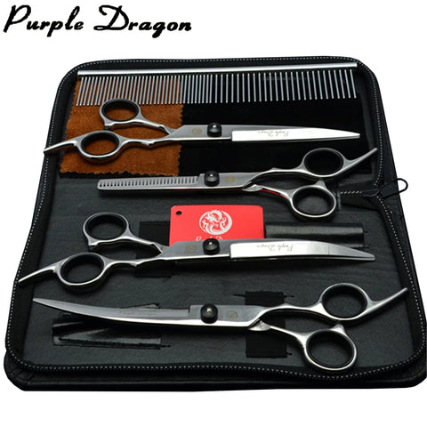 Dog Grooming Scissors Set - Stainless Steel Cutting, Thinning & Curved Shears, 6" & 7" Pet Hair Trimming Kit