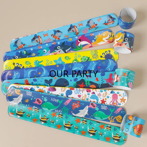 12-Pack Ocean Animal Slap Bracelets for Kids - Party Favors & Classroom Rewards