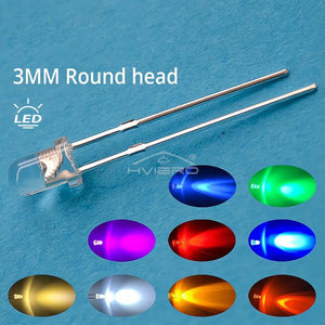 1000pcs 3mm LED Diode Kit: White, Red, Yellow, Blue, Green - Assorted Light Bulbs for DIY Electronics