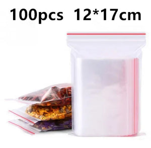 100 Pack Freezer Safe 50 Micron Ziplock Bags, Food Storage for Snacks & Cookies