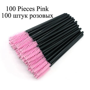 100-Pack Disposable Micro Brushes for Eyelash Extensions, Brows & Makeup