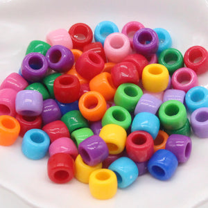 100pcs 6x9mm Colorful Pony Beads for DIY Bracelets, Necklaces, Crafts, Hair Jewelry Making