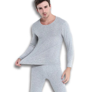"5XL Thermal Cotton Long Johns Set - Oversized Winter/Spring T-Shirt & Pants"