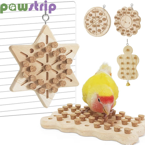 Bird Cage Toy Accessory - Cork Chew Puzzle Interactive Bird Toy