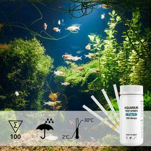 100pcs Aquarium Water Test Strips 7-in-1 Freshwater Saltwater PH Kit