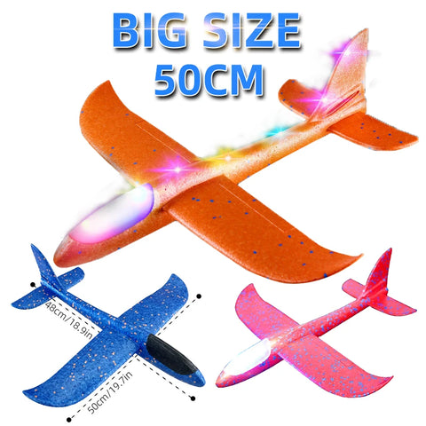 50cm LED Foam Glider Plane Toy - Light-Up Outdoor Throw Airplane for Kids