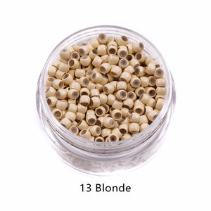 1000pcs Silicone Lined Micro Rings for Hair Extensions 3.0mm Nano Beads Black/Dark Brown/Blonde