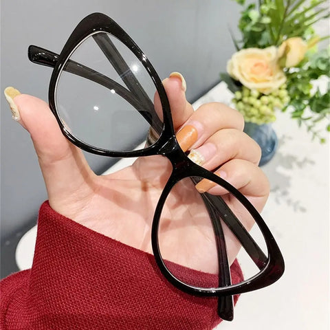 Anti-UV Blue Light Blocking Transparent Round Glasses for Women - Big Frame Computer Eyewear