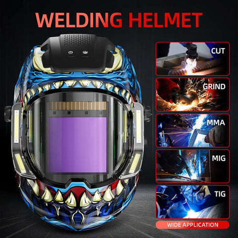 Auto Darkening Welding Helmet 180° Panoramic View True Color 4 Sensor Mask for Mig Mag MMA Welders