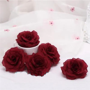 10 Black Silk Roses 8cm for Weddings, Events, Parties, Home Decoration