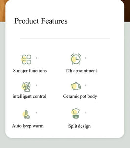 1.8L Smart Electric Ceramic Medicine and Soup Pot with Auto Keep Warm Function