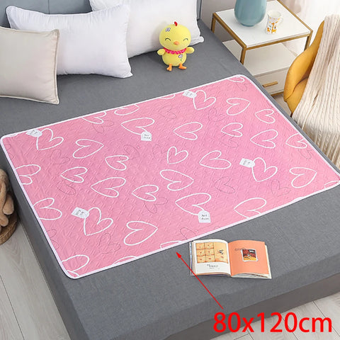 Cartoon Dinosaur Waterproof Washable Changing Mat 80x120cm 4-Layer for Baby, Night, Menstrual Protection