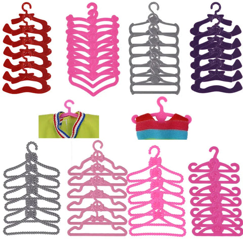 Doll Clothes Organizer with Hangers & Heart Cases for Barbie and Ken Doll Storage