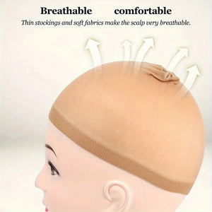 "2/6/10pcs Elastic Nylon Wig Cap, Breathable & Invisible, Perfect for Lace Front Wigs"