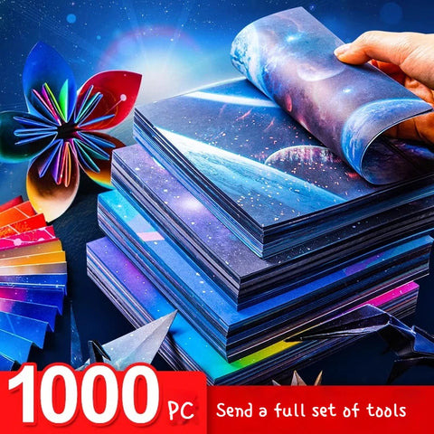 1000pc Origami Colored Paper for Crafts - Starry Sky, Children’s Paper Cutting, Special Paper Cranes