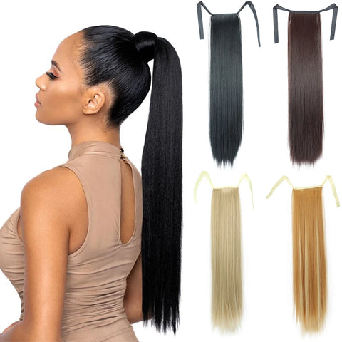 22" Synthetic Straight Ponytail Hair Extension Clip-In Heat Resistant Fiber