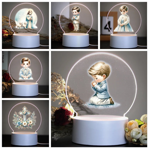 3D LED Optical Illusion Boy in Prayer Table Lamp for Bedroom Decor & Birthday Gift