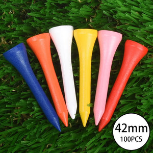 100pcs Mixed Color Wooden Golf Tees - Durable Golf Accessories