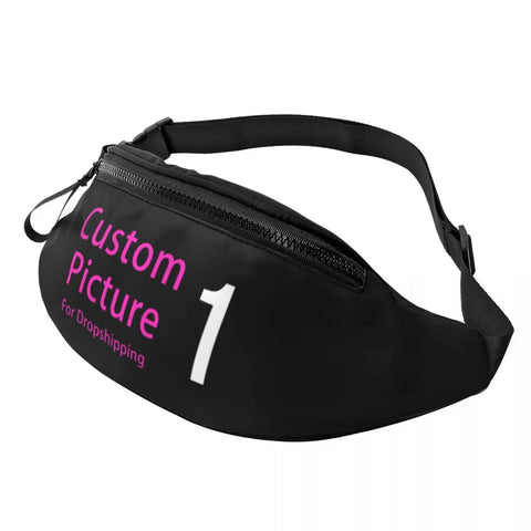 Custom Photo Logo Fanny Pack for Men & Women - DIY Print Waist Bag for Cycling & Camping, Phone & Money Pouch