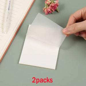 100 Sheets Clear Sticky Notes Pads Transparent Notepad School Office Stationery Paper