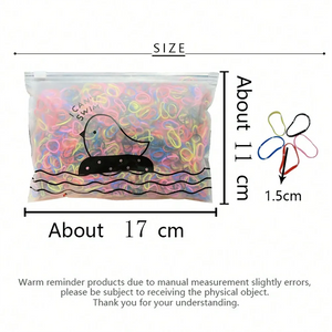 1000 Pack High Elasticity Black Transparent Hair Bands - No Damage, Disposable Hair Accessories