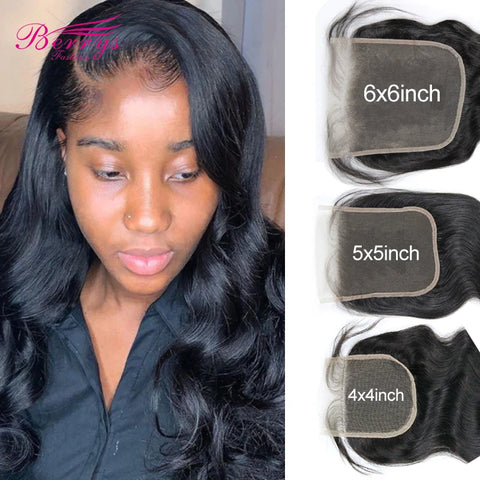6x6 HD Lace Closure Body Wave Virgin Human Hair Transparent Lace With Baby Hair for Women