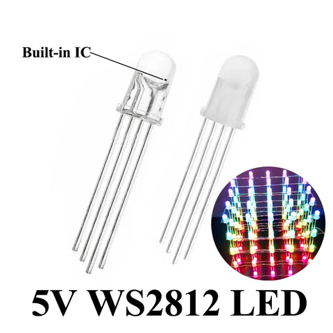 5V WS2812 5mm RGB LED Round Dream Color Addressable Pixel Light WS2812B Chip