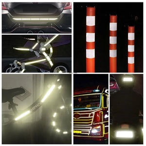 10cm x 5m High-Reflective Micro Prismatic Adhesive Tape - Waterproof White Stickers for Trucks, Trailers