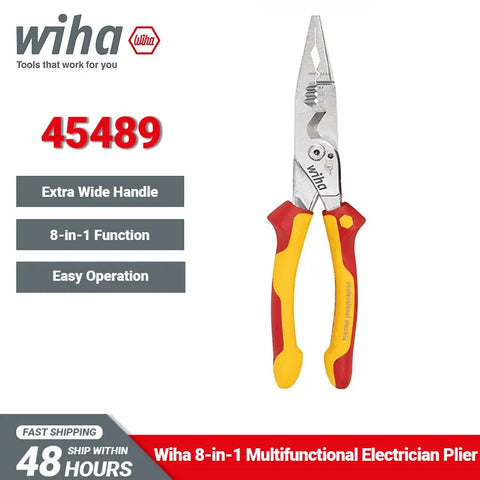 Electrician 8-in-1 Insulated Multifunction Wire Stripping Plier with Comfortable Handle