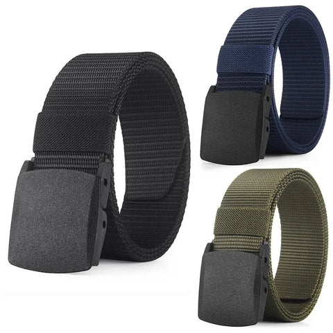 Adjustable Nylon Tactical Belt for Men & Women - Metal-Free Outdoor Sports & Casual Use