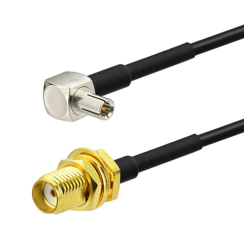 10cm RG174 Pigtail Cable SMA Female Bulkhead to TS-9 Male Right Angle RF Coaxial for Electronics