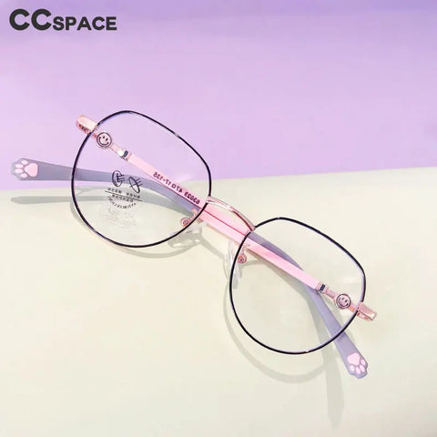 56564 Round Metal Eyeglasses Children's Optical Glasses Frame Cat Claw Fashion Anti Blue Light Computer Glasses Myopia Glasses
