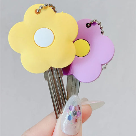 Floral Silicone Key Covers Set - Easy ID Key Caps for Quick Identification